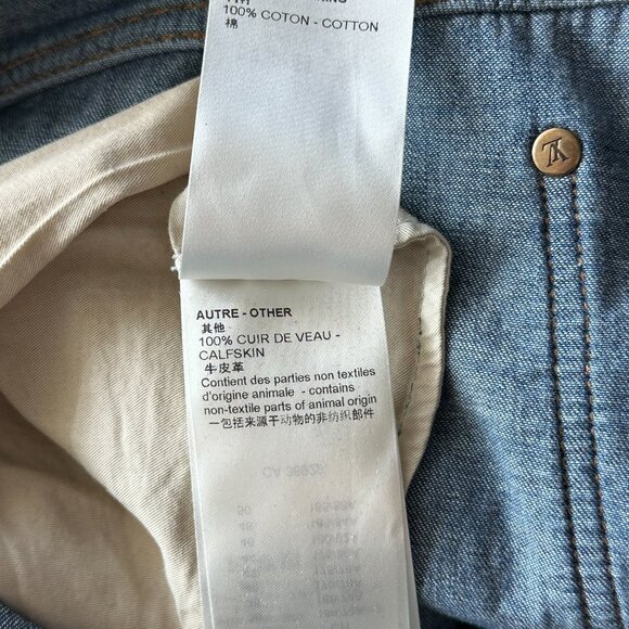 Louis Vuitton Blue Distressed Floral Monogram Flared Carpenter Jeans - Picture 6 of 9